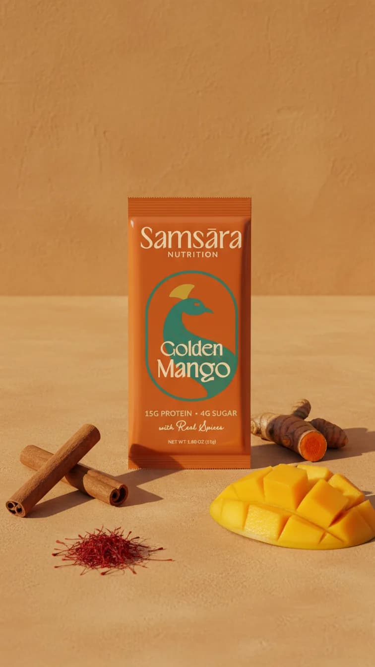 Golden Mango protein bar with mango, coconut, and warm spices